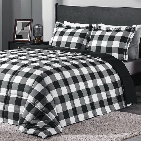 Lightweight Buffalo check Comforter Set (King) with 2 Pillow Shams -3-Piece Set